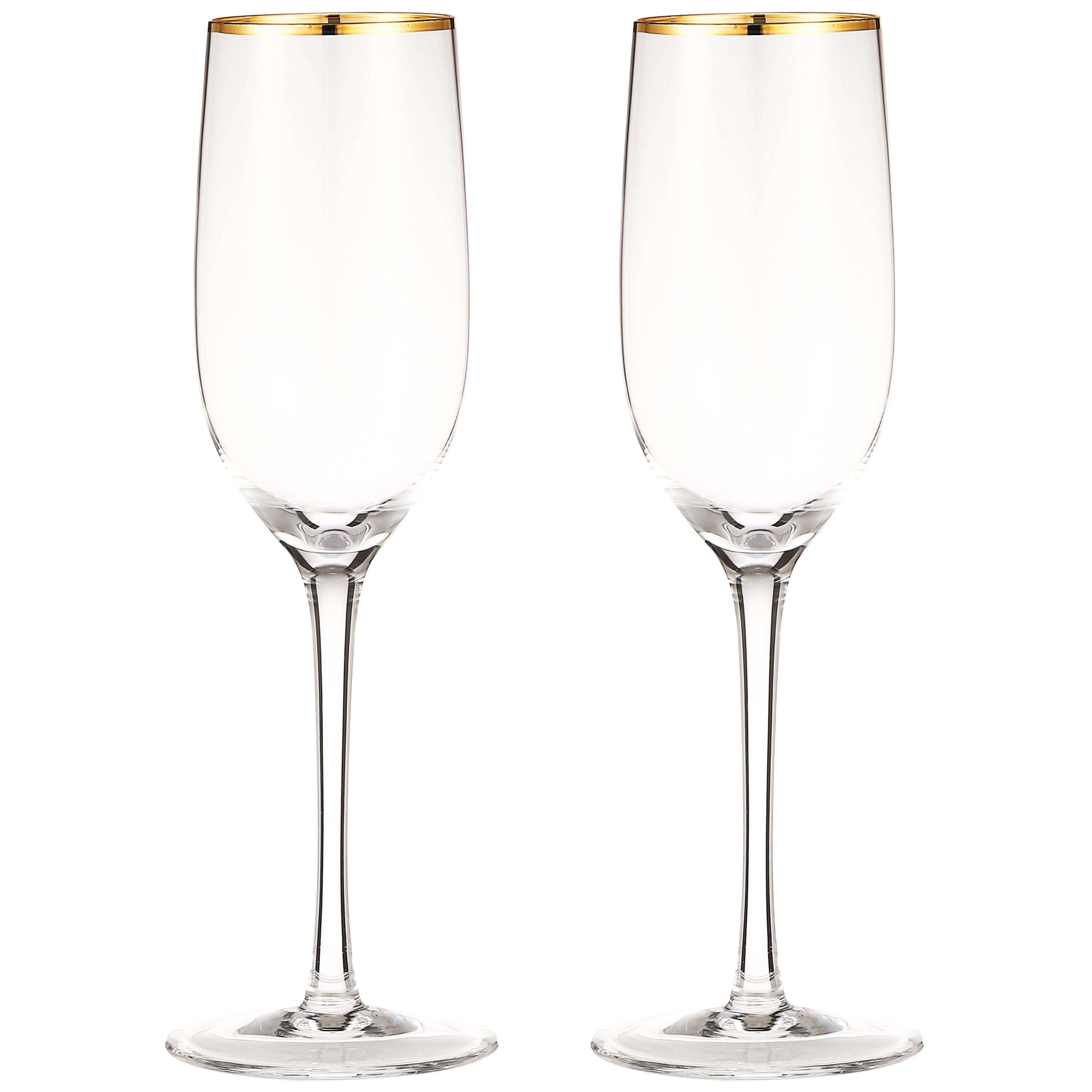 Berkware Rosè Wine Glass with Rhinestone Design and Gold Rim Set