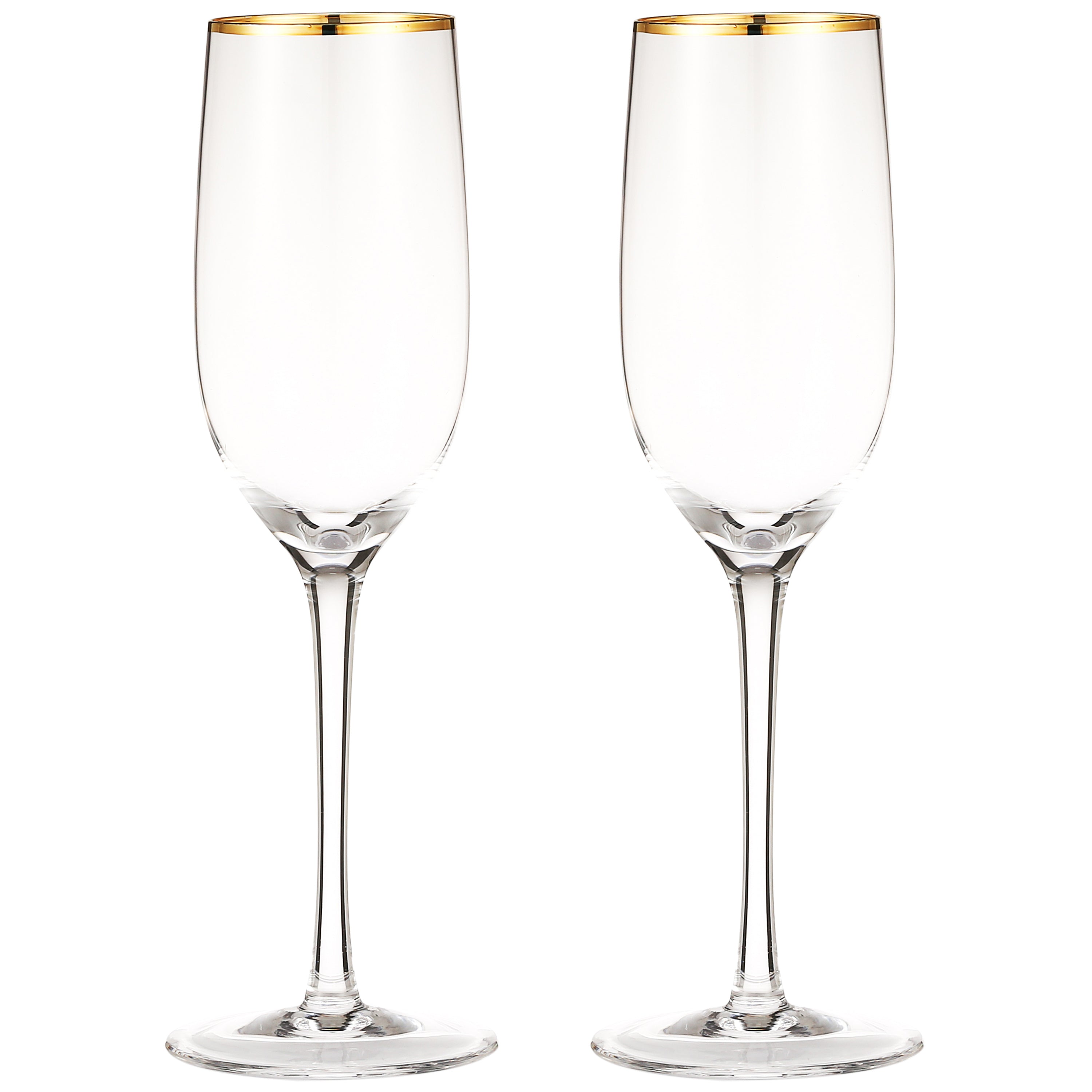 Berkware Luxurious Crystal Champagne Flutes With Elegant Gold