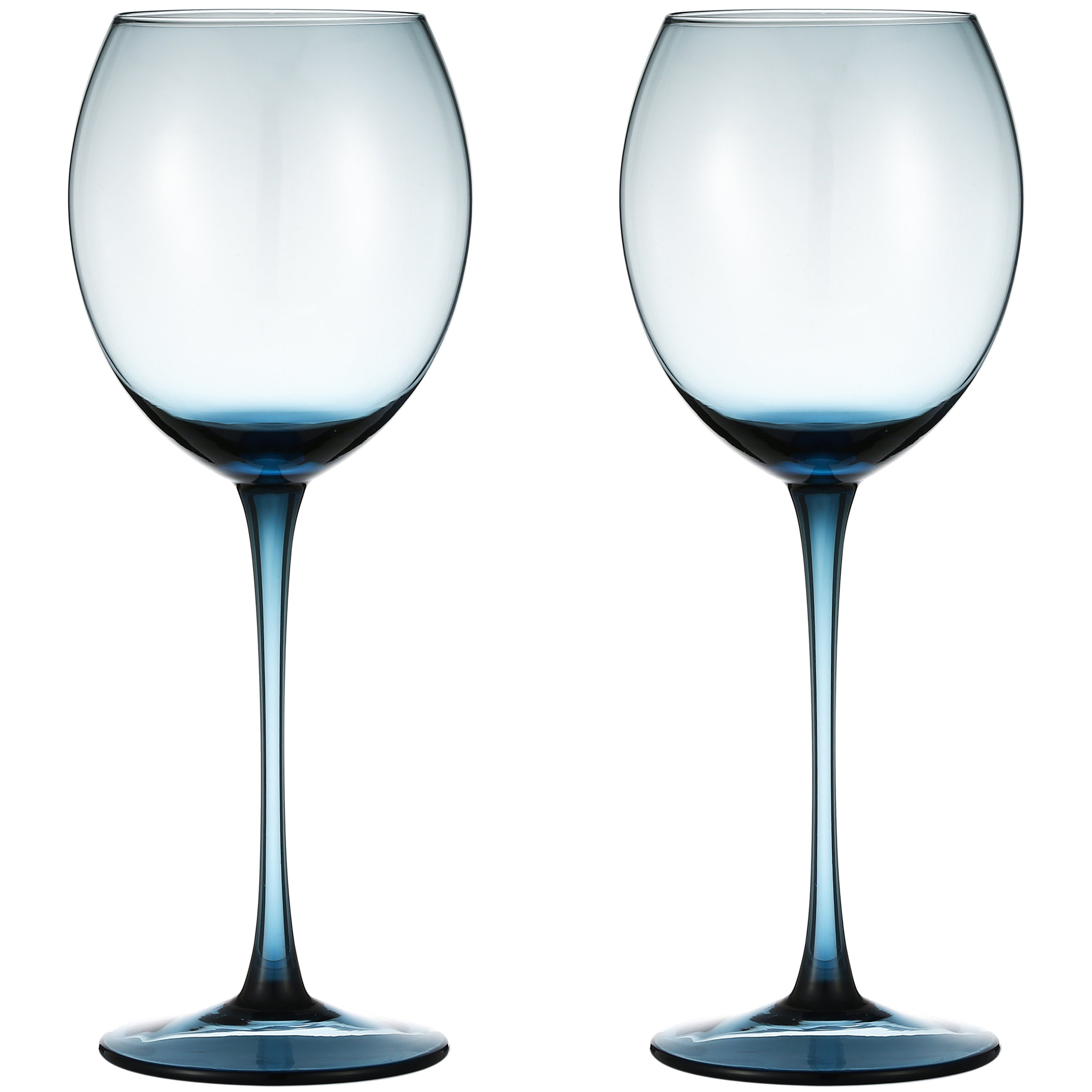 Berkware Luxurious and Elegant Sparkling Blue Colored Wine Glass - 13.3oz  (Set of 2)