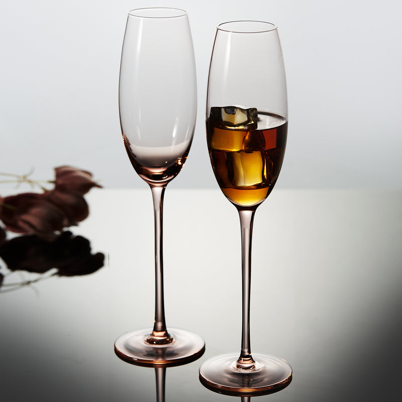 Berkware Elegant Tulip Shaped Long Stem Crystal Champagne Flutes - 7.7 oz  (Set of 6)