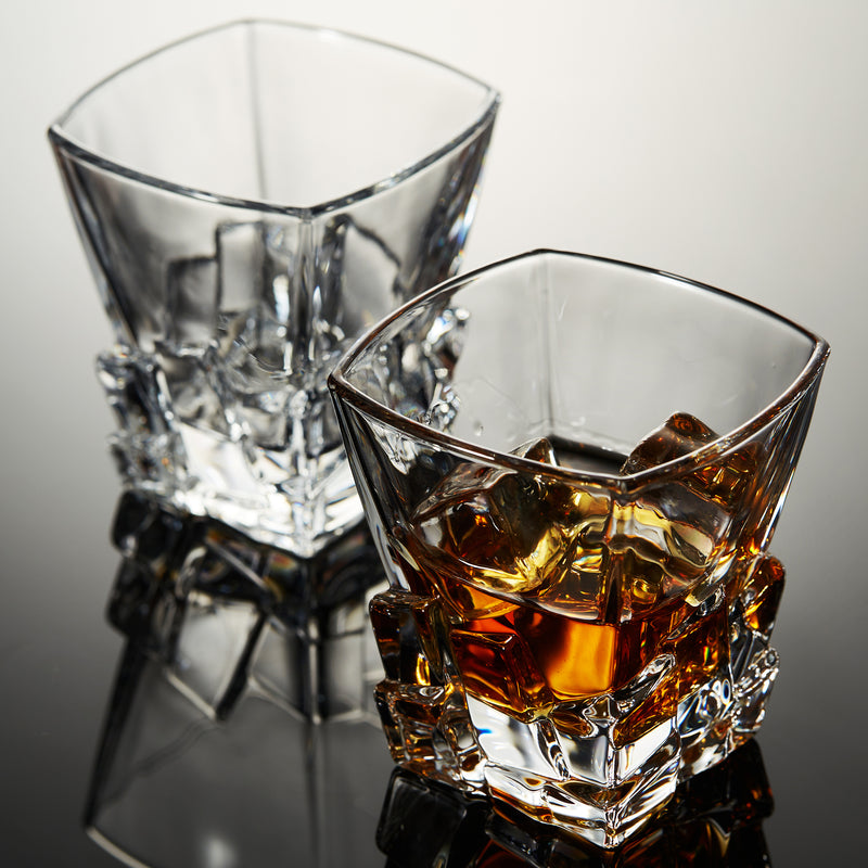 Berkware Lowball Whiskey Glasses - Modern Square Top Design -  Set of 6