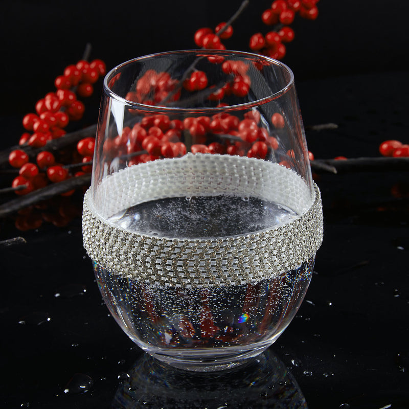 Berkware Red Wine Glass with Rhinestone Design Gold or Silver Rim